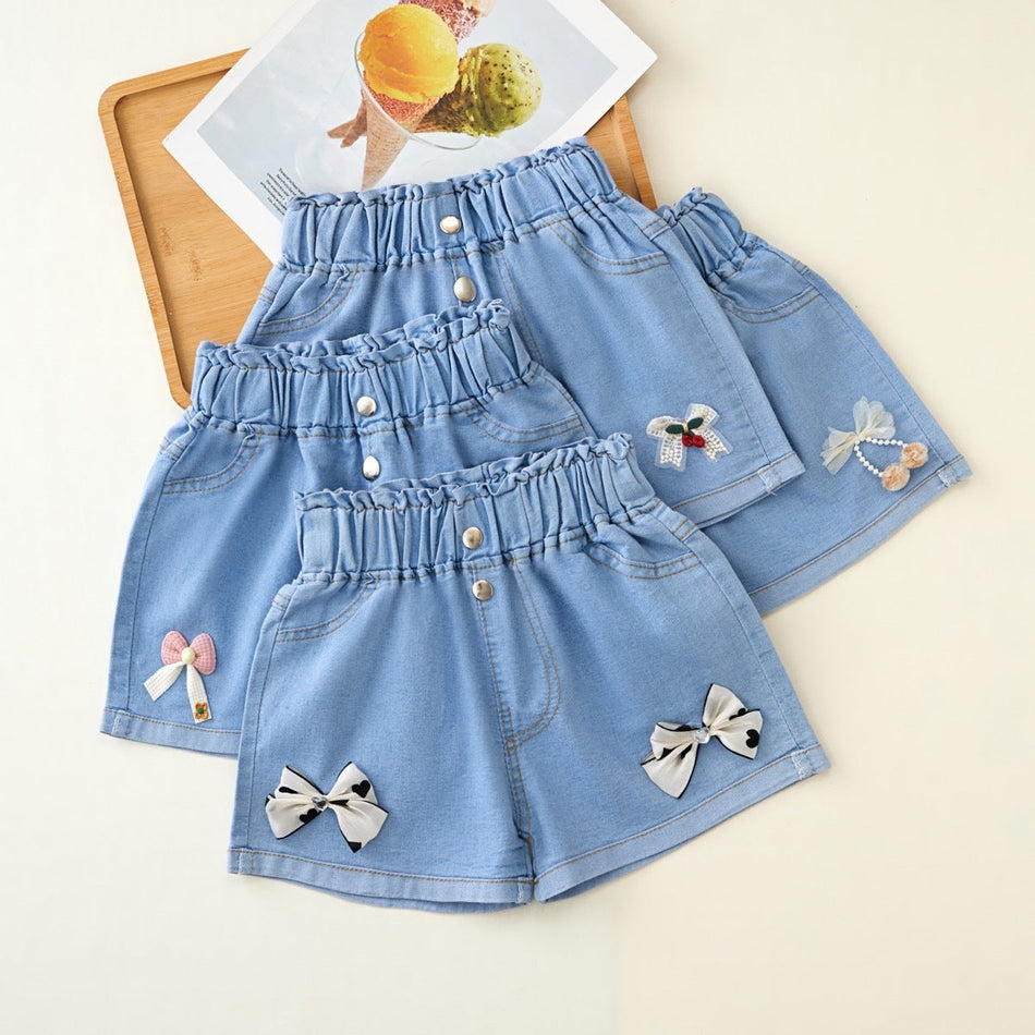 Girls Summer Denim Shorts Thin Outer Wear for Kids