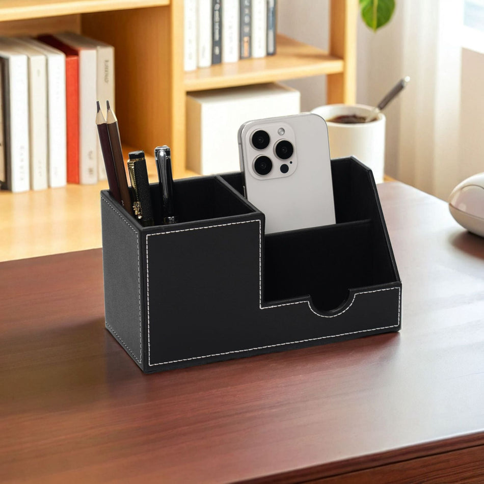 Luxury Leather Pen Holder Multi-Functional Desk Organizer