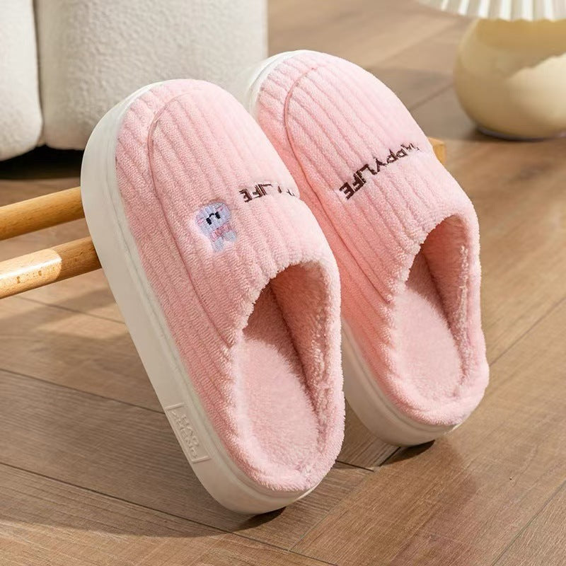 Cute Rabbit Plush Cotton Slippers Warm Non Slip Home