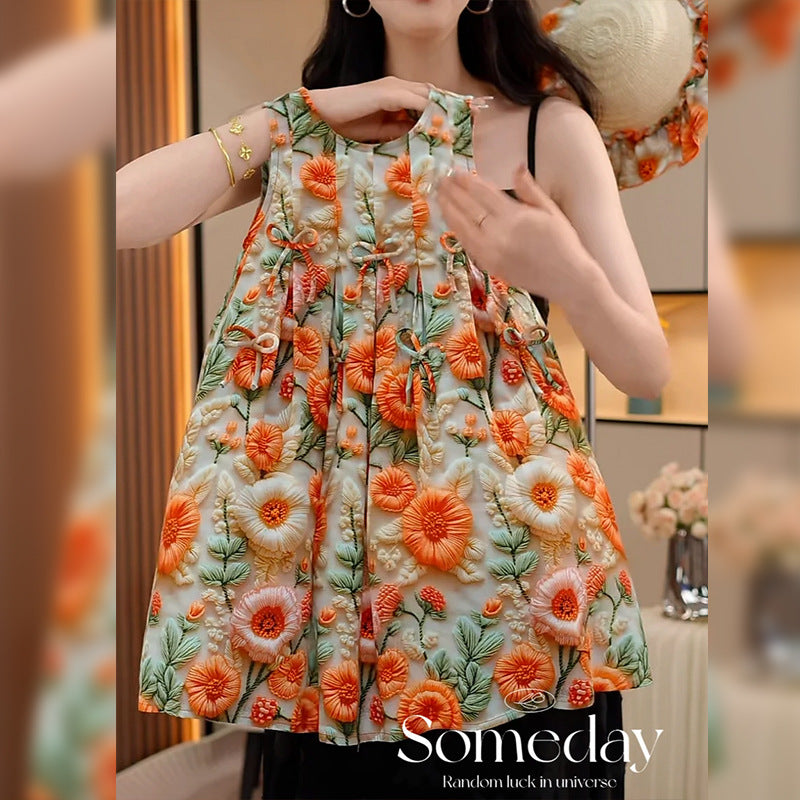 INSTOCK-Girls' Printed Vest Dress  Korean Summer Style 2025