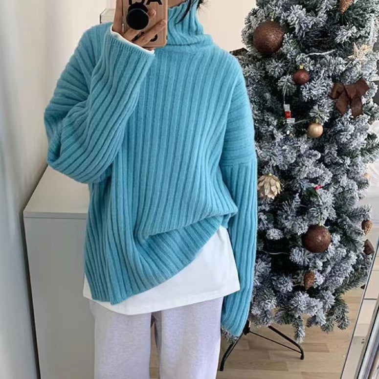 Loose Turtleneck Knit Pullover Top