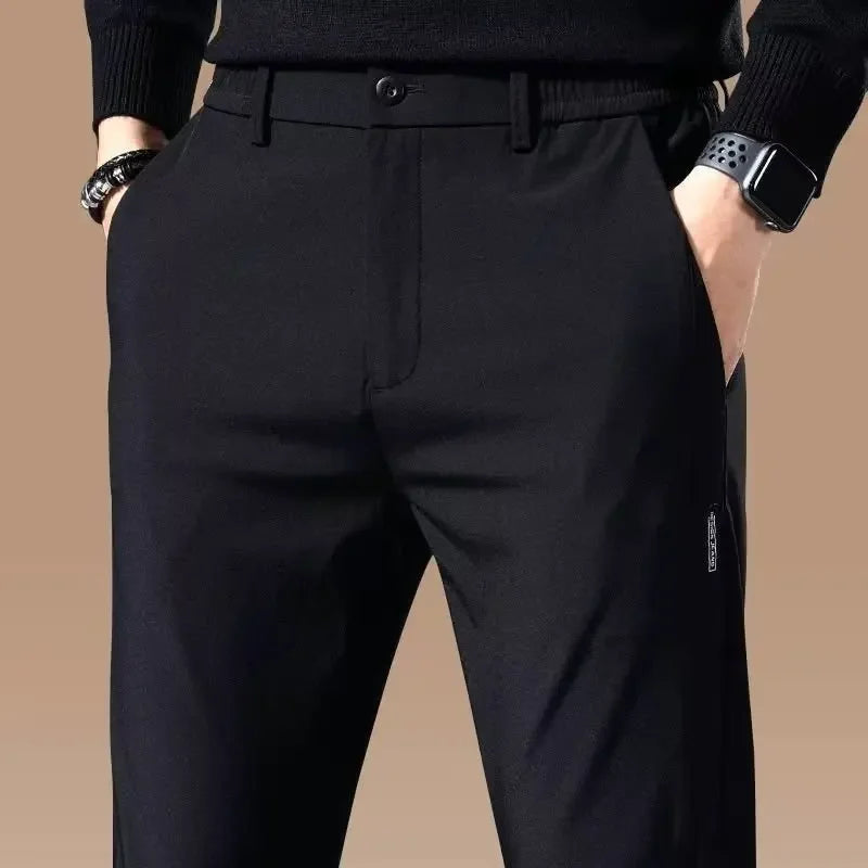 Men’s Stretch Straight Pants | Casual Business Trousers