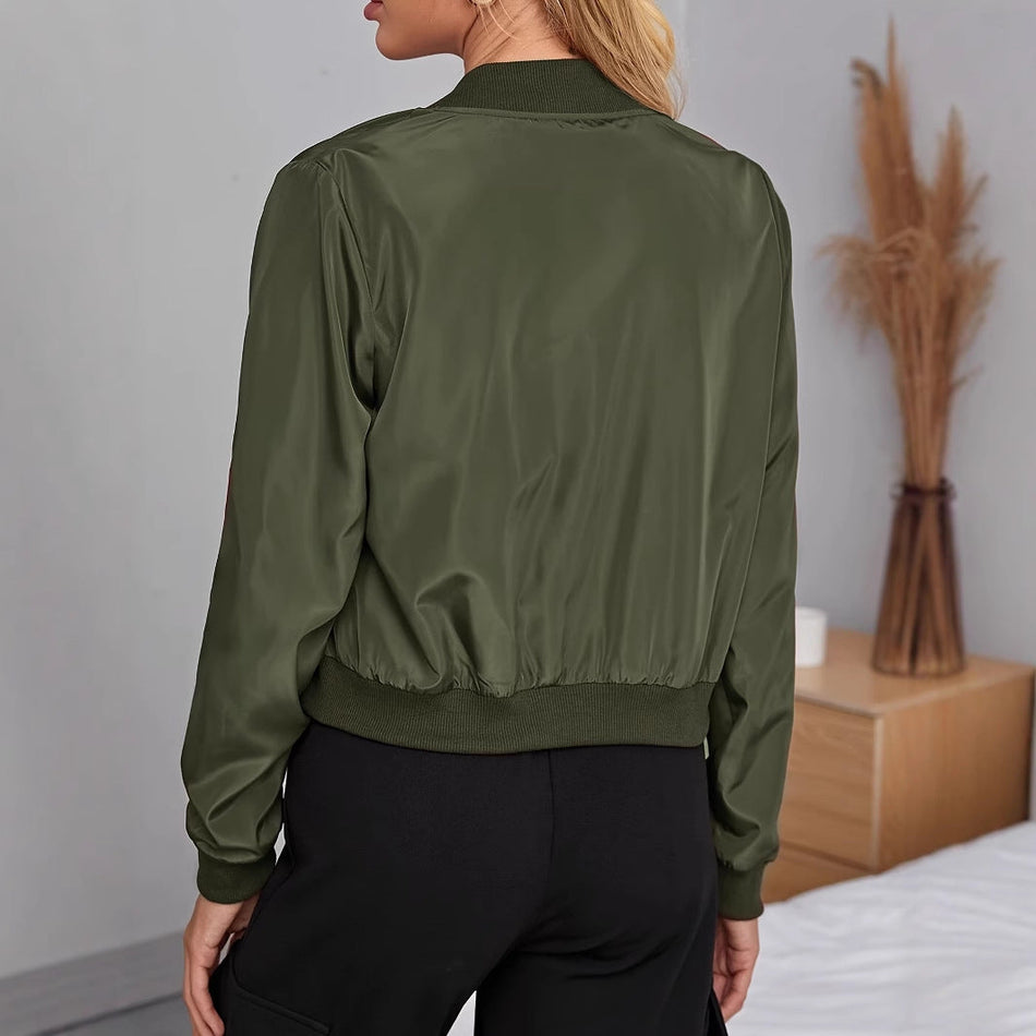 Women’s Short Zipper Casual Bomber Jacket