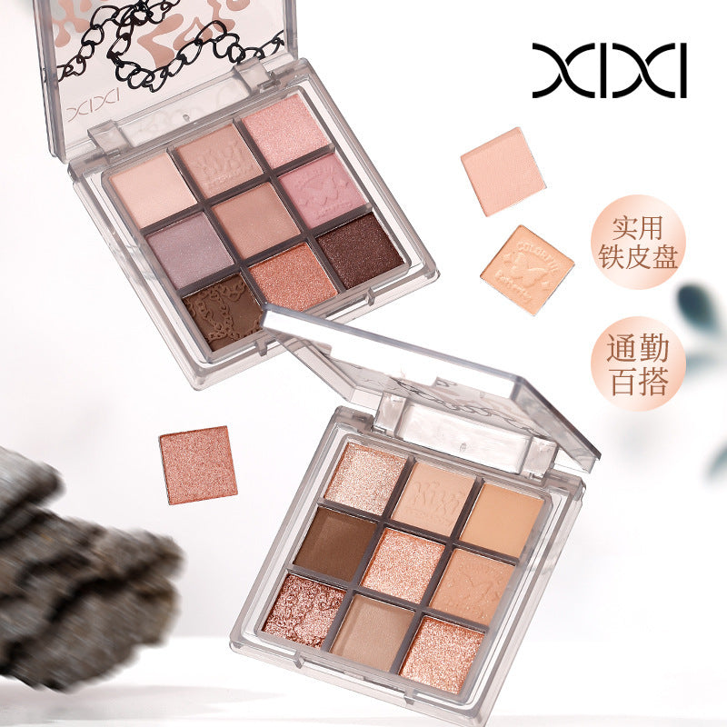 Xixi Nine-Color Eyeshadow Palette – Milk Tea Nude Pearlescent &