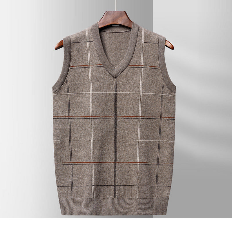 Sleeveless Sweater – Casual Jacquard Knit Pullover Vest
