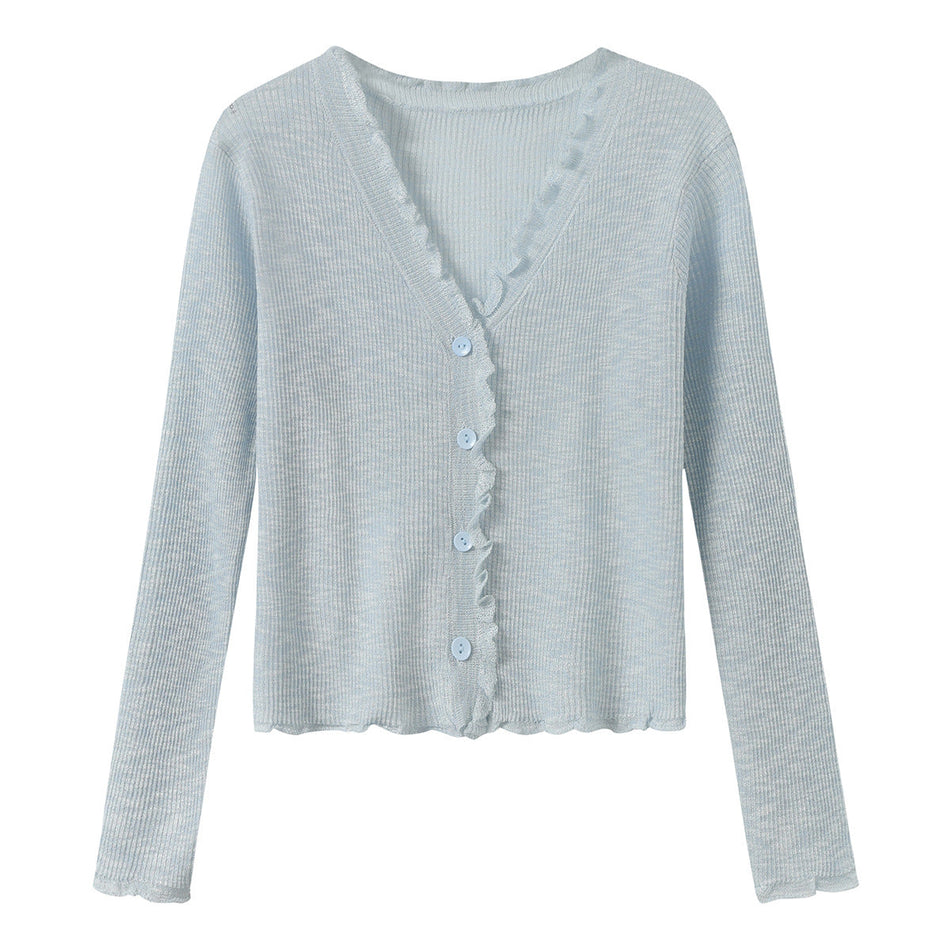 INSTOCK-Sweet Korean V-Neck Cardigan – Lightweight & Flowy