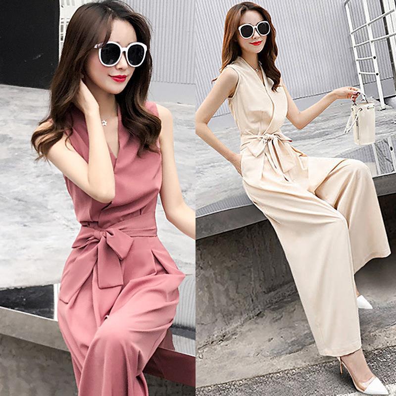 Summer Royal Sister V-Neck Slim Pantsuit