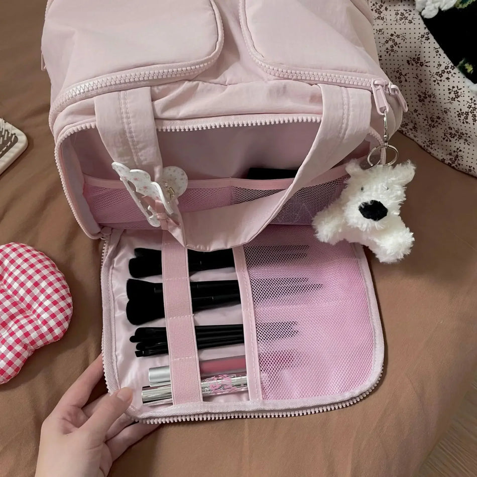Fluffy Cosmetic Bag – Double Zipper Large Storage