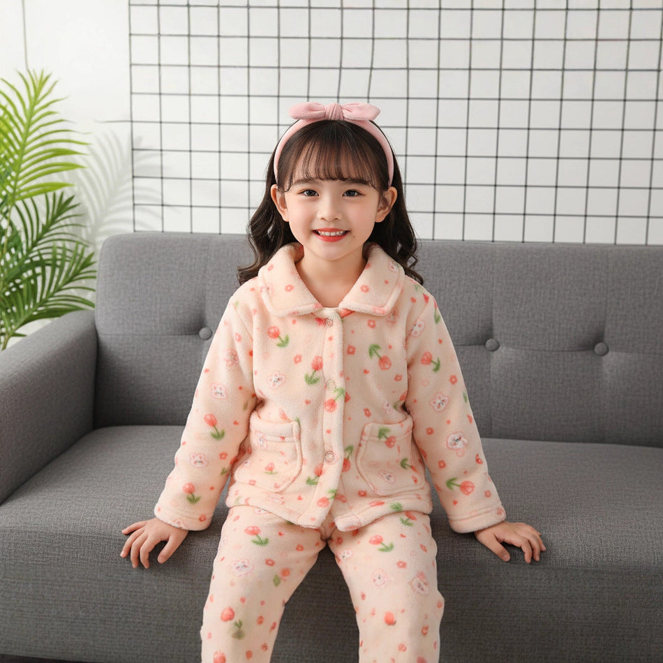 Flannel Kids Pajama Set for Autumn & Winter