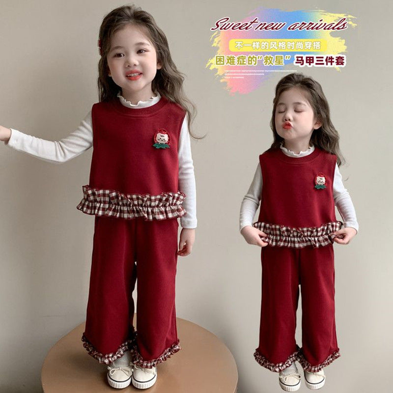 Girls Lace 3-Piece Set – Spring Autumn Outfit Suit – Outfit Sets – Image 3