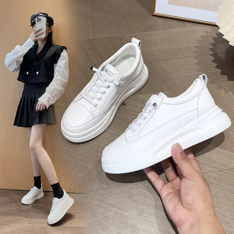 Women’s Genuine Leather White Sneakers – Stylish & Comfortable