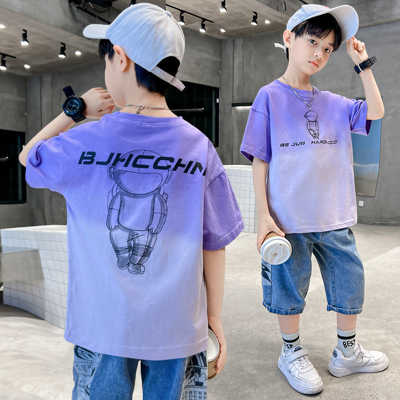 Boys’ Cotton Loose T-Shirt – Summer Korean Style Top