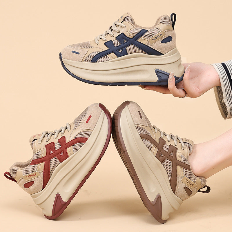 Retro Mesh Thick-Soled Height-Increasing Sneakers