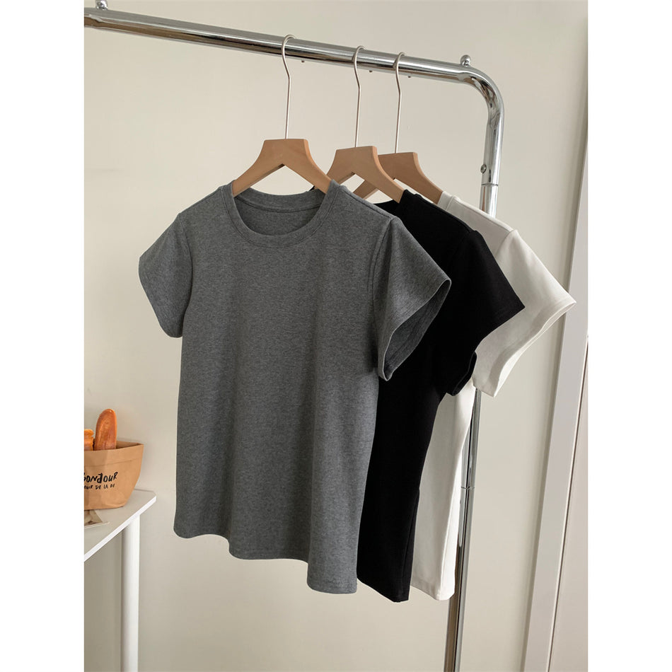 STOCK-Slim Fit Solid Color T-shirt