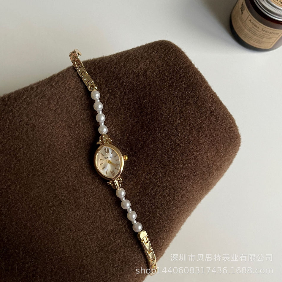 Women's Premium Natural Freshwater Pearl Antique Bracelet Watch