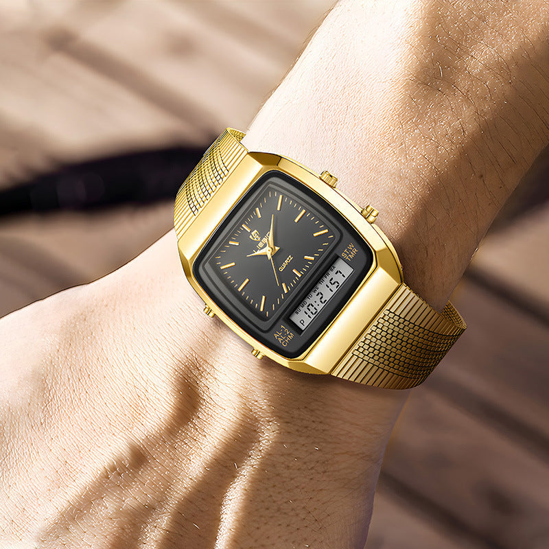 INSTOCK-Liebig Dual Display Steel Strap Watch for Men