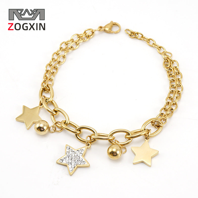18K Stainless Steel Star Bracelet – Trendy Women’s Jewelry