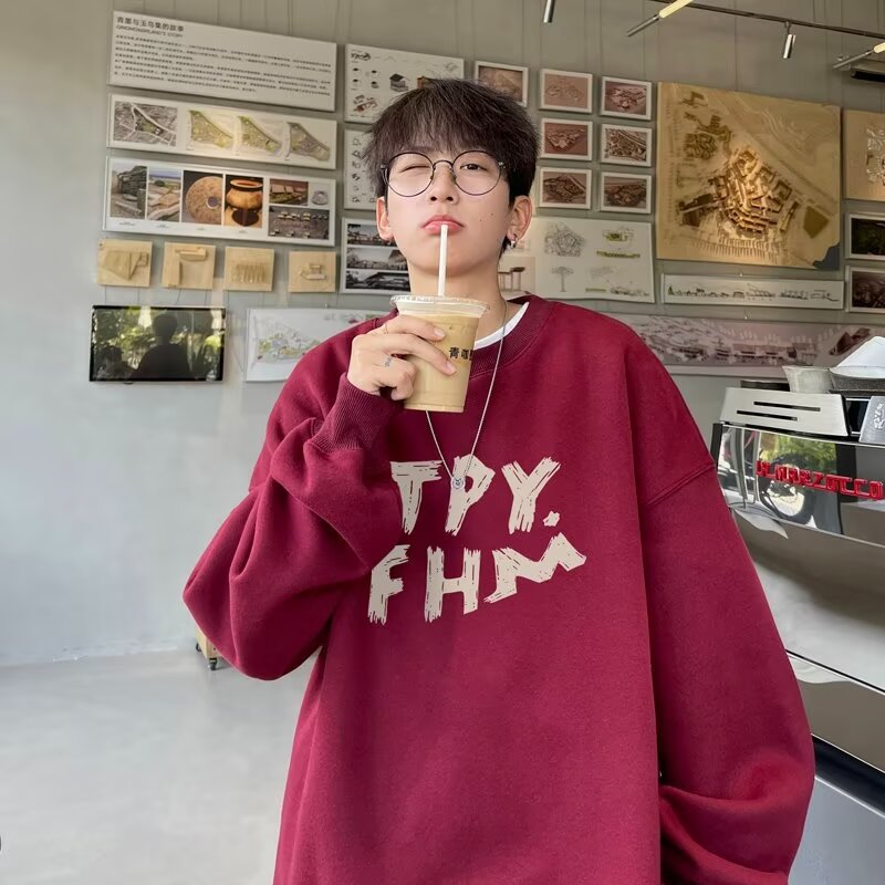 Boys’ Burgundy Sweatshirt – Round Neck Casual Pullover