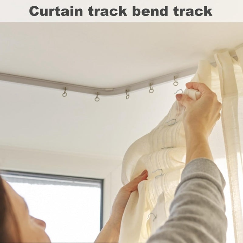 Curved 5m White Curtain Track Set with Hooks & Pulley