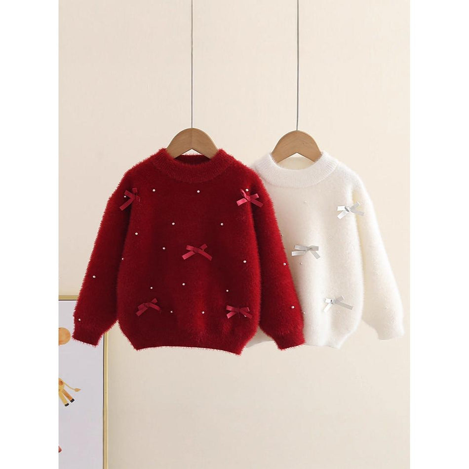 Girls Imitation Mink Sweater 2025 Winter Fashion Knitted Top