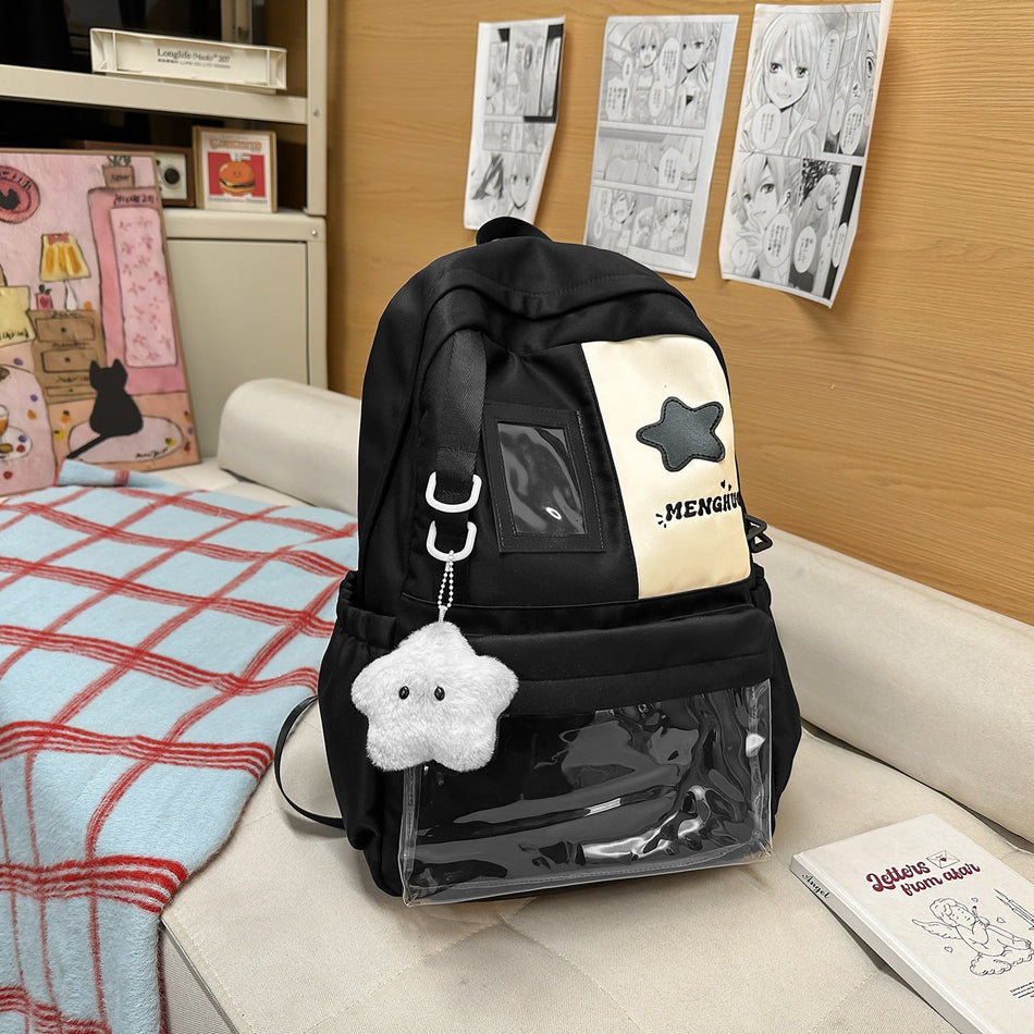 Light Blue Nylon School Backpack for Girls