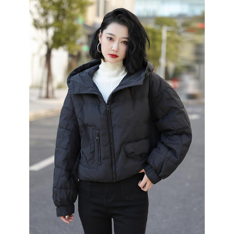 Korean Hooded Short Flat Lake Down Jacket
