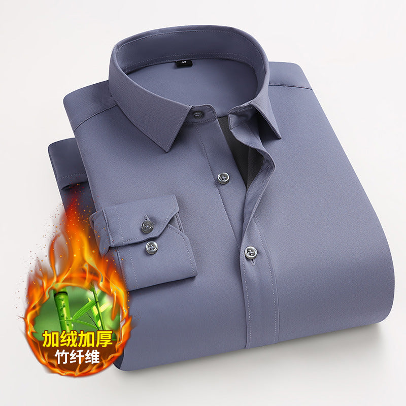 Bamboo Fiber Solid Color Mens Shirt 2025