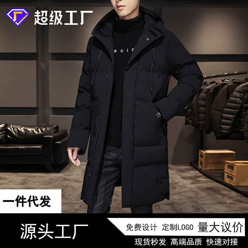 Men’s Hooded Mid-Length Cotton-Padded Winter Jacket