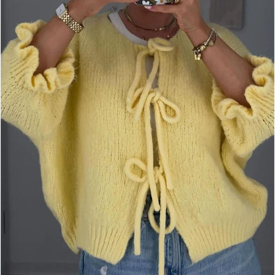 Women’s Lace-Up Knit Cardigan