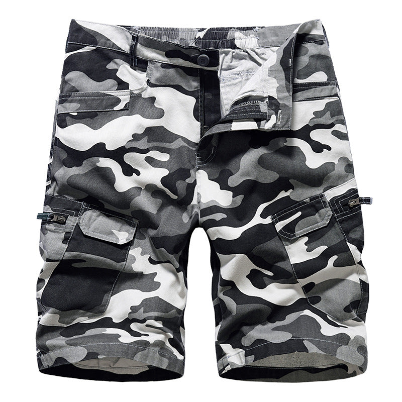 Men’s Camo Workwear Shorts – Loose Plus-Size Cropped Pants