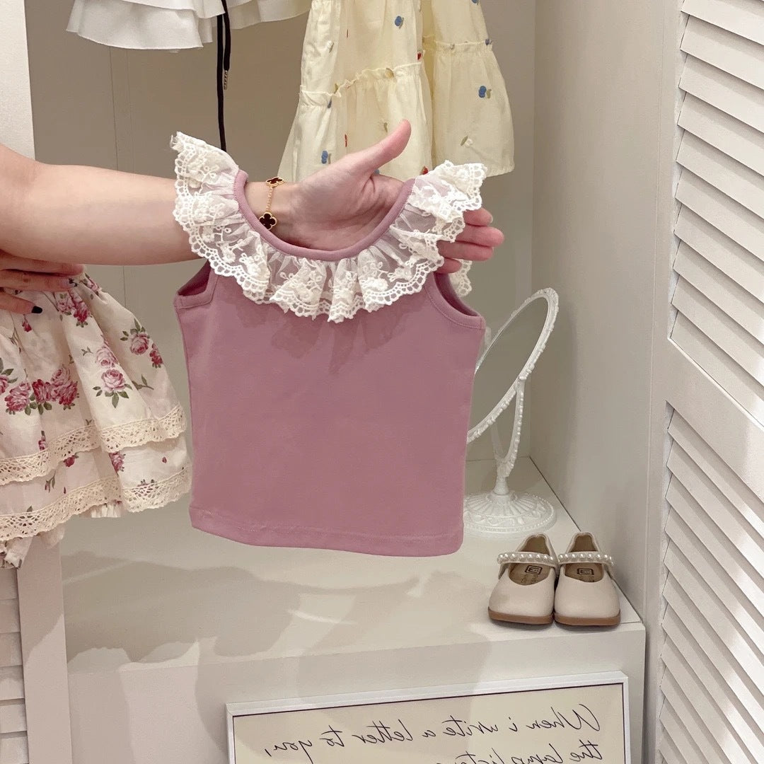 Baby Girls Floral Lace Vest Skirt Set For Summer – Baby & Children's Outfits – Image 6