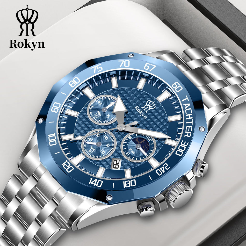 Rokyn Men’s Multi-Functional Waterproof Steel Watch