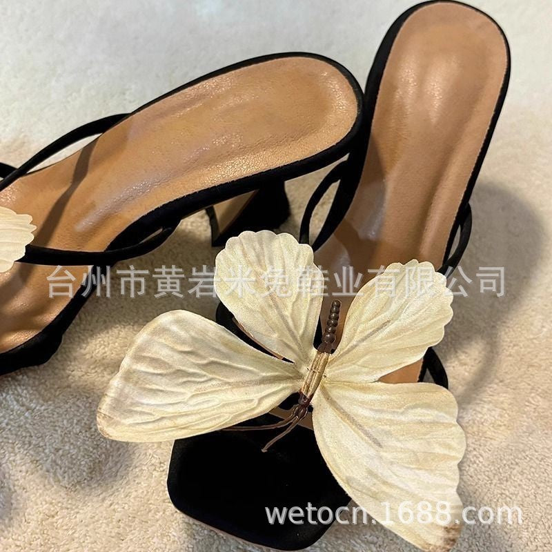 2026 Thai Butterfly Slip-On Thick-Heel Sandals