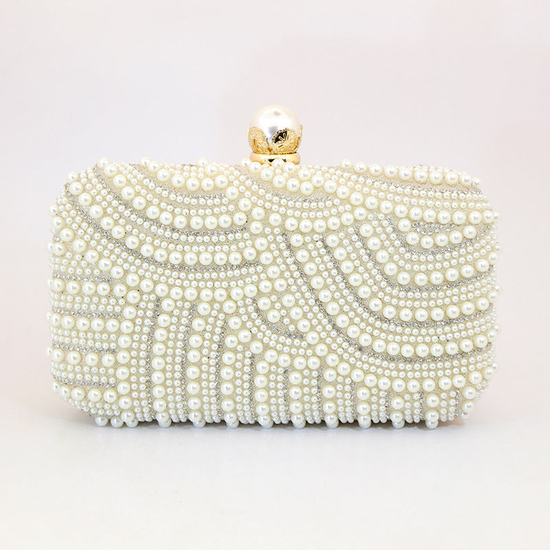 Retro Pearl Beaded Clutch – Elegant Party Handbag