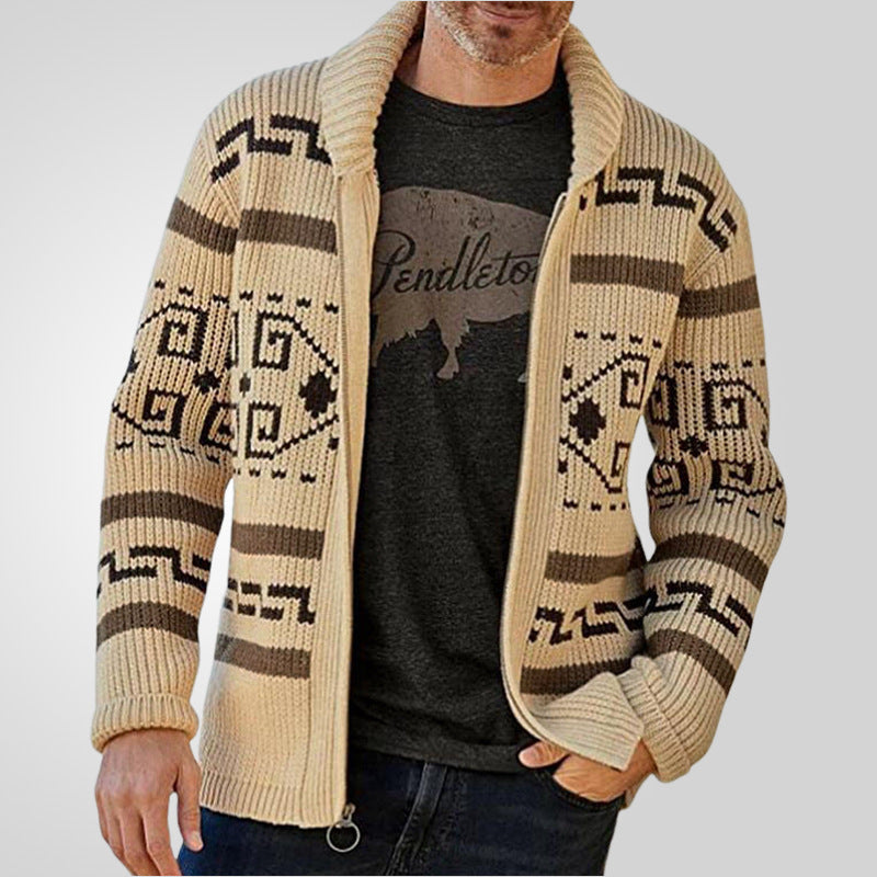 Men’s Lapel Knit Cardigan – Autumn/Winter Slim Sweater