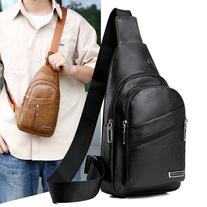 2026 Trend Men’s Soft Leather Waterproof Chest Bag