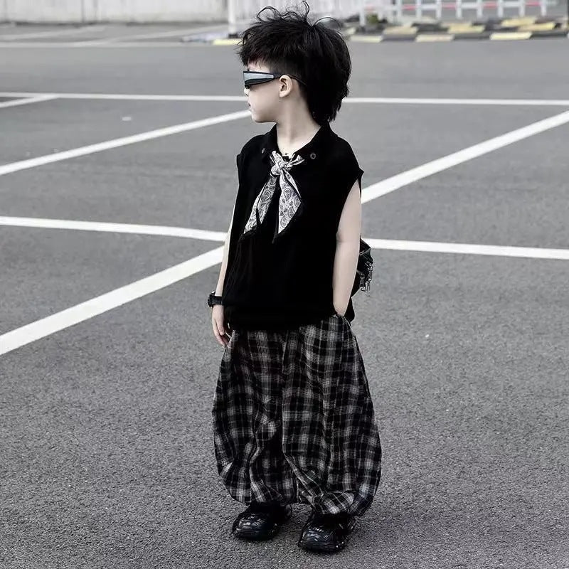 Boys’ Summer 2025 Sleeveless Vest & Anti-Mosquito Pants Set – Summer Kids Fashion Nepal | Tudoholic