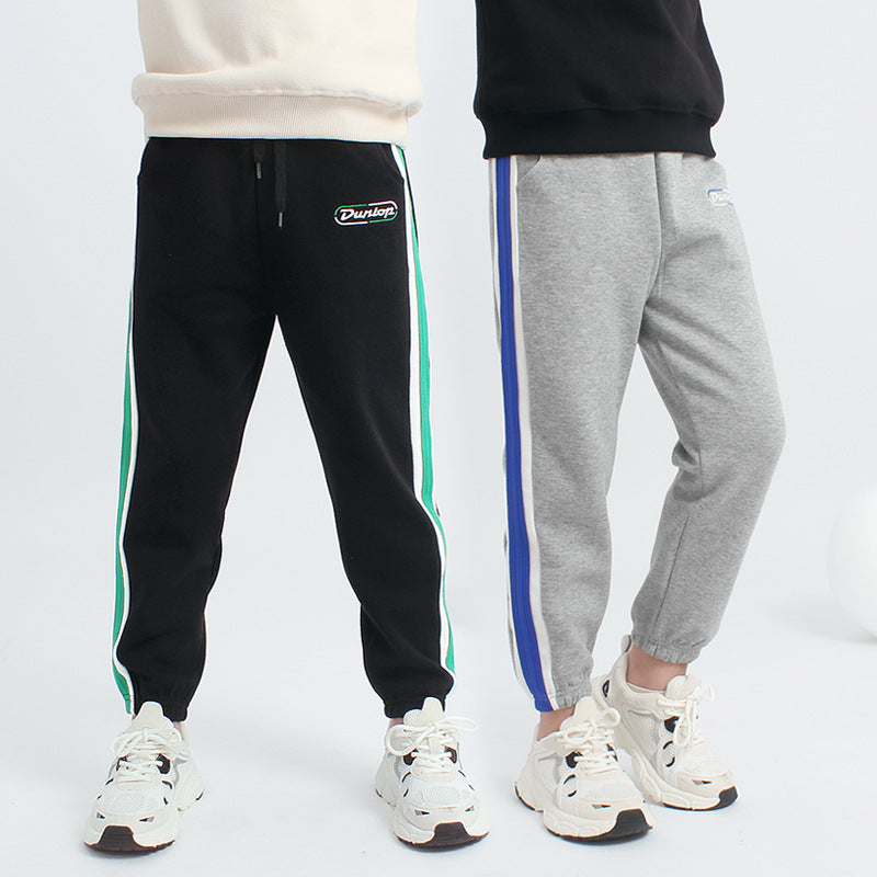 Korean Style Kids Sports Pants with Embroidery