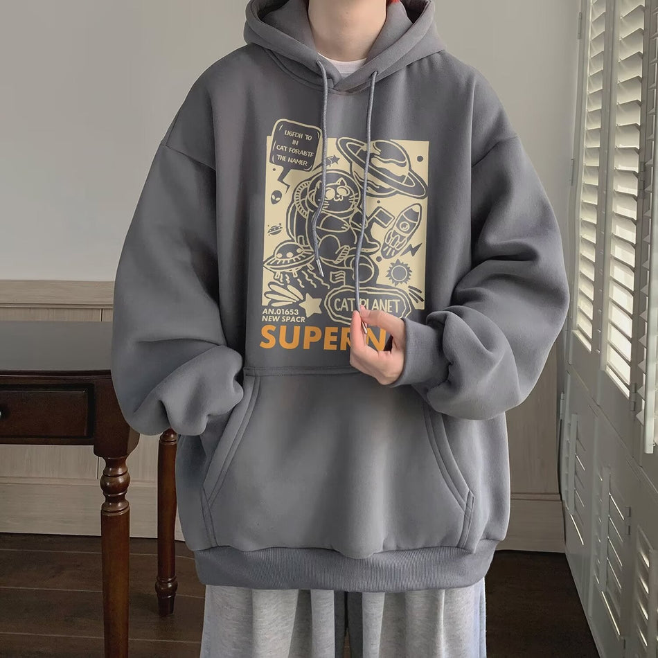 Japanese Retro Hooded Cartoon Sweatshirt for Boys