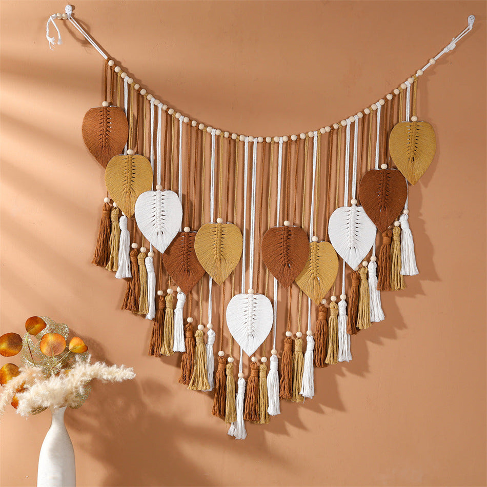 Ethnic Leaf Tassel Dream Catcher – Boho Wall Decor