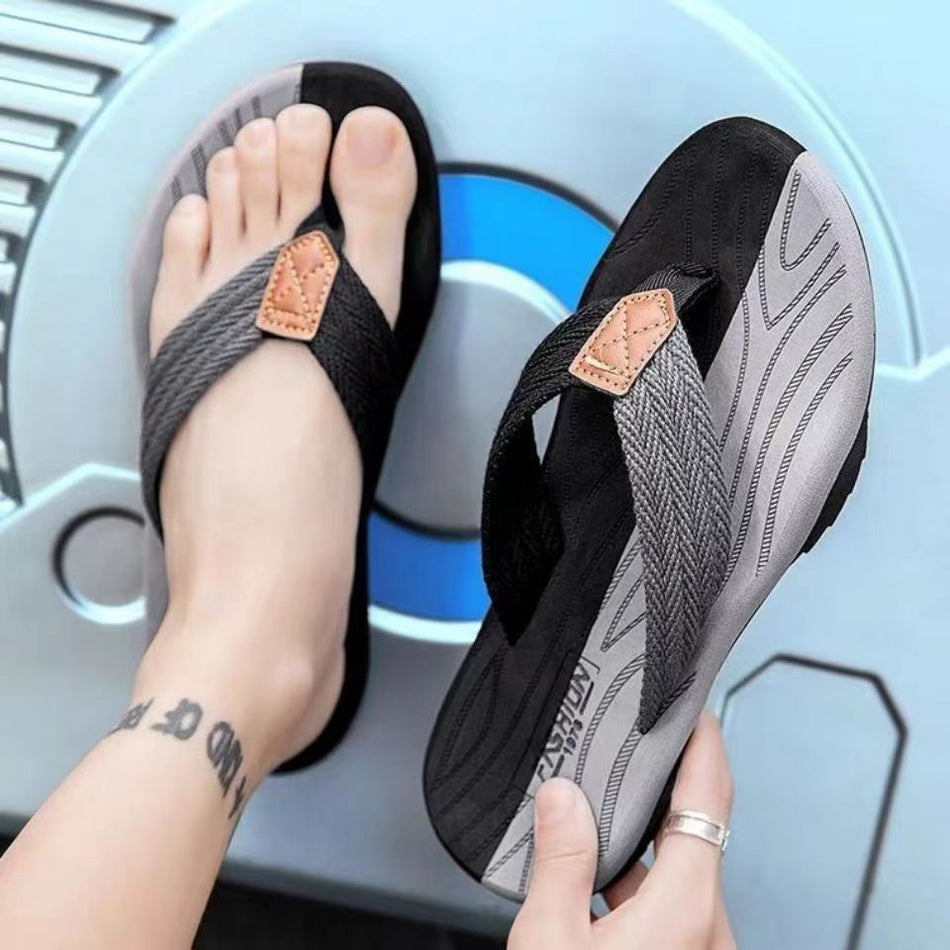 Men’s Summer Rubber Sole Denim Flip-Flops Casual