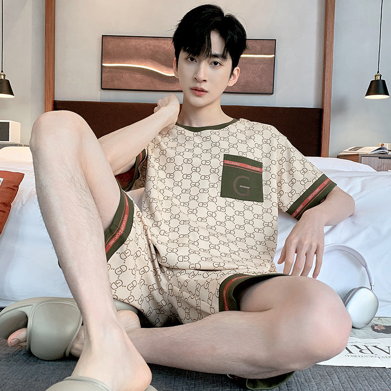 100% Cotton Men’s Pajamas – Summer Short Sleeve & Shorts Set