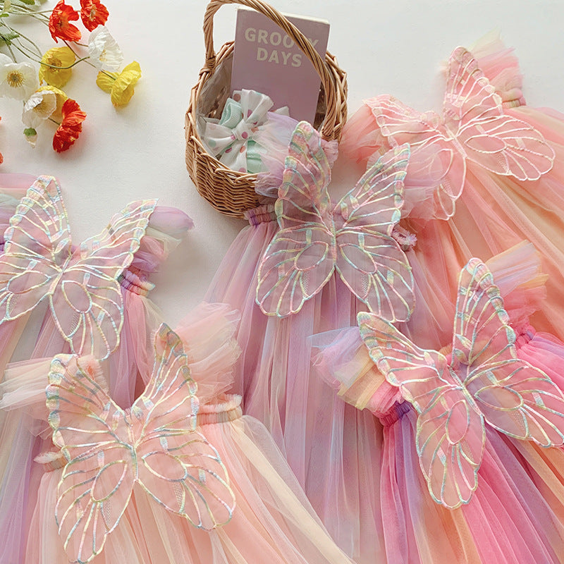 Rainbow Wings Princess Dress – Summer Mesh Pettiskirt
