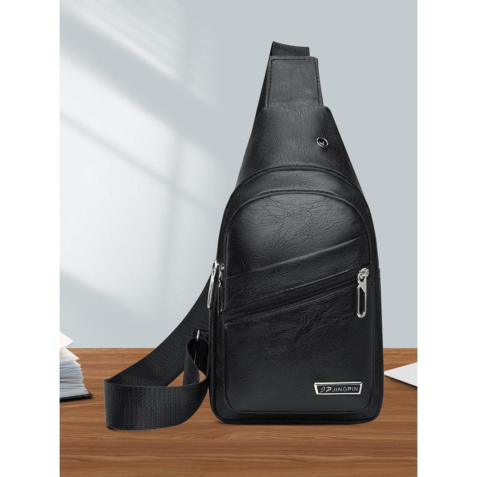 2026 Trend Men’s Soft Leather Waterproof Chest Bag