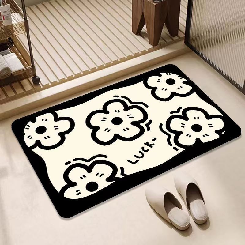 Black & White Minimalist Diatom Mud Bath Mat