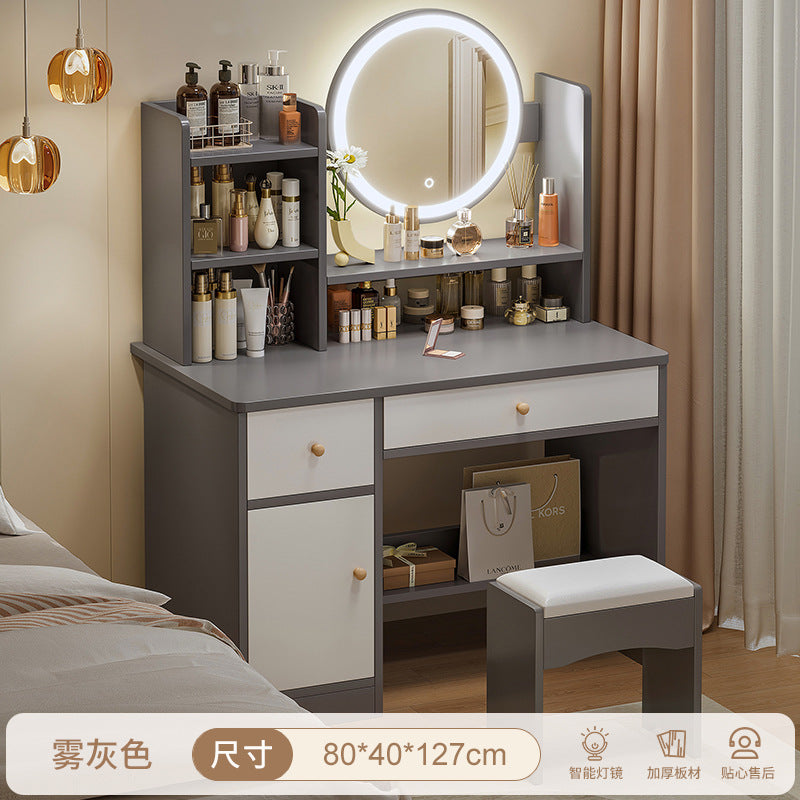 Modern Small Dressing Table with Integrated Makeup Cabinet