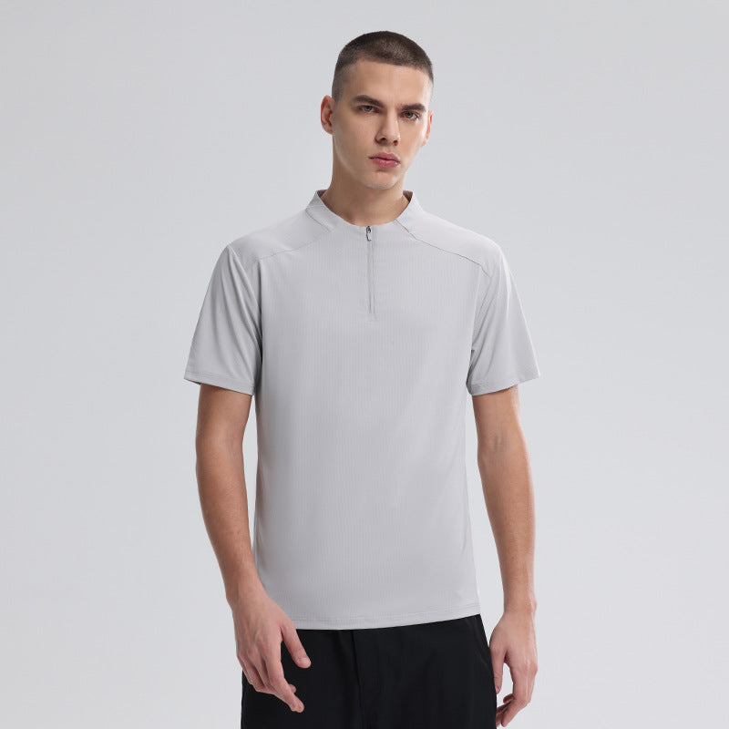 Men’s Half-Zip Quick-Dry Sports T-Shirt 2025 Summer