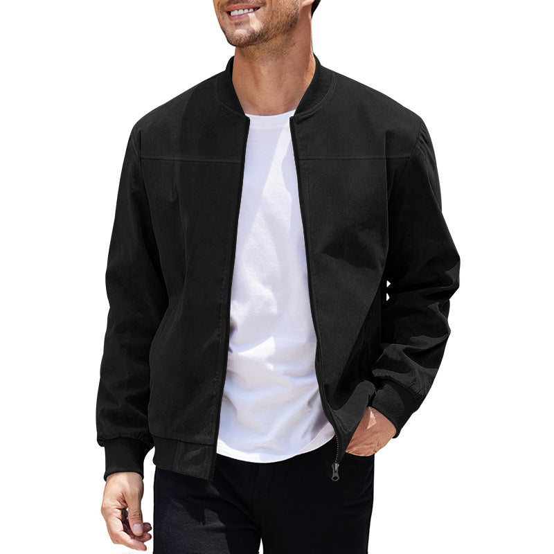 STOCK-European American Autumn Aviator Jacket Men Plus-Size Suede