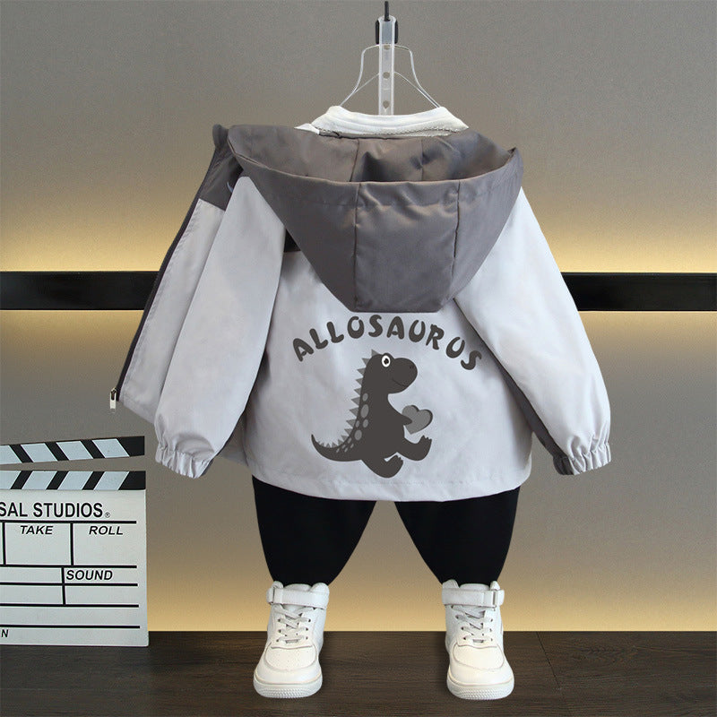 Boys’ Dinosaur Hooded Jacket – 2025 Trendy Spring Coat