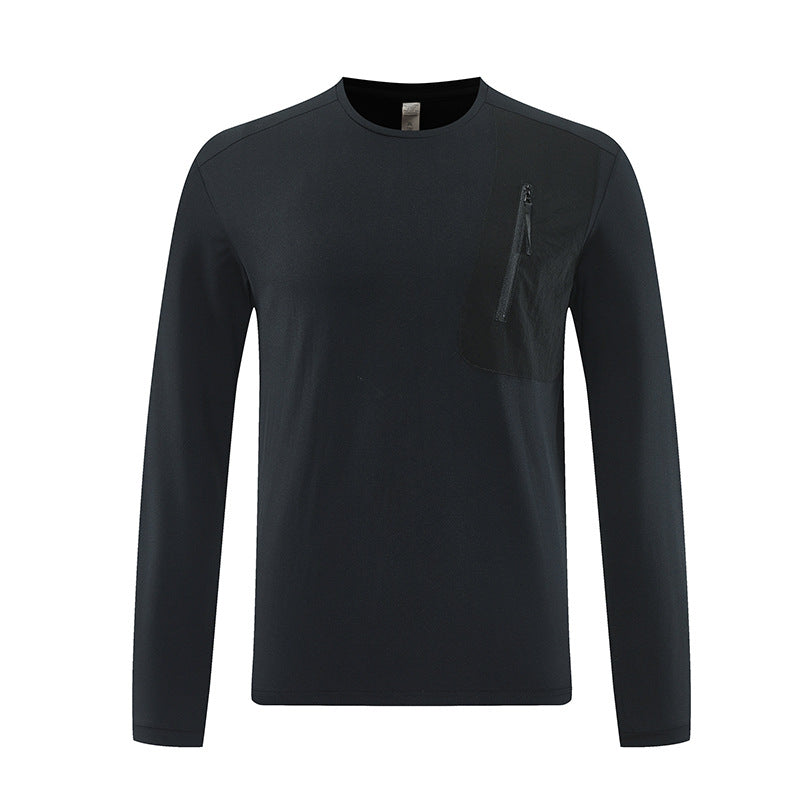 Men’s Casual Long Sleeve T-Shirt with Side Pocket